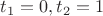 $t_1=0, t_2=1$