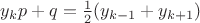 $y_{k}p+q=\frac 1 2(y_{k-1}+y_{k+1})$