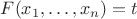 $F(x_1,\ldots,x_n)=t$