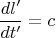 $$\frac{dl&rsquo;}{сdt&rsquo;}=c$$