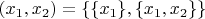 $(x_1,x_2)=\{\{x_1\},\{x_1,x_2\}\}$