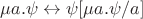 $\mu a.\psi\leftrightarrow \psi[\mu a.\psi/a]$