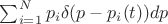 $\sum_{i=1}^N p_i\delta(p-p_i(t))dp$
