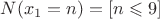$N(x_1=n)=[n \leqslant 9]$