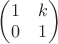 $\begin{pmatrix}
1 & k \\
0 & 1 \\
\end{pmatrix}$