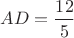 $AD=\dfrac{12}{5}$