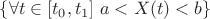 $\{ \forall t\in [t_0,t_1] \ a<X(t)<b \}$