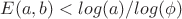$E(a,b)< log(a)/log(\phi)$