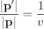 $ \dfrac{|\mathbf{p}'|}{|\mathbf{p}|} = \dfrac{1}{v}$