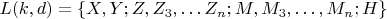 $ L(k, d)=\{ X, Y; Z, Z_3,&hellip;Z_n; M, M_3,&hellip;,M_n; H \} $