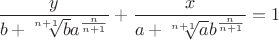 $\dfrac{y}{b+\sqrt[n+1]{b}a^{\frac{n}{n+1}}} + \dfrac{x}{a +\sqrt[n+1]{a}b^{\frac{n}{n+1}}} = 1$