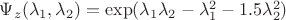 $\Psi_z(\lambda_1, \lambda_2) = \exp(\lambda_1 \lambda_2 - \lambda_1^2 - 1.5 \lambda_2^2)$