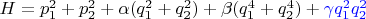 $H= p_1^2+p_2^2+\alpha( q_1^2+q_2^2)+\beta(q_1^4+ q_2^4)+ \textcolor{blue}{\gamma q_1^2q_2^2}