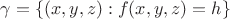 $\gamma=\{ (x,y,z): f(x,y,z)=h\}$ $\gamma=\{ (x,y,z): f(x,y,z)=h\}$