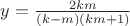 $y=\frac{2km}{(k-m)(km+1)}$