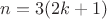$n=3(2k+1)$