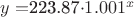 $y=$223.87\cdot 1.001$^{x}$