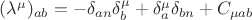 $(\lambda^\mu)_{ab}=-\delta_{an}\delta^\mu_b+\delta^\mu_a\delta_{bn}+C_{\mu ab}$