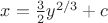 $x=\frac32y^{2/3}+c$