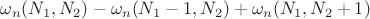 \omega_n(N_1,N_2)-\omega_n(N_1-1,N_2)+\omega_n(N_1,N_2+1)