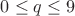 $0\le q\le 9 $