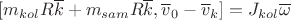$[m_{kol} R \overline k +m_{sam} R \overline k, \overline v_0-\overline v_k]=J_{kol} \overline \omega$