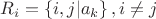 $R_i = \left\{i, j | a_k \right\}, i \ne j$