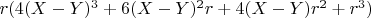 $r(4(X-Y)^3+6(X-Y)^2r+4(X-Y)r^2+r^3)$