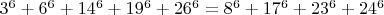 $3^6+6^6+14^6+19^6+26^6=8^6+17^6+23^6+24^6$