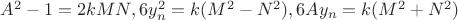 $A^2-1=2kMN, 6y_n^2=k(M^2-N^2), 6Ay_n=k(M^2+N^2)$