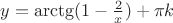 $y= \arctg (1-\frac{2}{x}) + \pi k$ $y= \arctg (1-\frac{2}{x}) + \pi k$