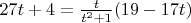 $27 t +4=\frac{t}{t^2+1}(19-17 t)$