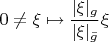 $0\ne\xi\mapsto\dfrac{|\xi|_g}{|\xi|_{\bar g}}\xi$