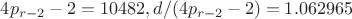 $4p_{r-2}-2=10482, d/(4p_{r-2}-2)=1.062965$
