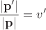 $ \dfrac{|\mathbf{p}'|}{|\mathbf{p}|} = v'$