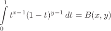 $$\int\limits_0^1t^{x-1}(1-t)^{y-1}\,dt=B(x,y)$$