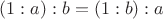 $(1:a):b=(1:b):a$