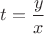 $t=\dfrac{y}{x}$