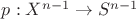 $p:X^{n-1}\to S^{n-1}$