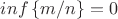 $ i n f \left\lbrace m/n \right\rbrace=0$