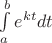 $\int\limits_a^b e^{kt} dt$