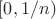 $[0, 1/n)$