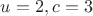 $u=2,c=3$ $u=2,c=3$