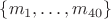 $\{ m_1, \ldots, m_{40} \}$