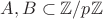 $A,B\subset\mathbb{Z}/p\mathbb{Z}$