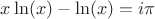$x \ln(x) - \ln(x)=i\pi$