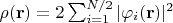 $\rho(\mathbf{r}) = 2 \sum_{i=1}^{N/2} |\varphi_i (\mathbf{r}) |^2$