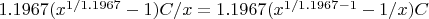 $1.1967(x^{1/1.1967}-1)C/x=1.1967(x^{1/1.1967-1}-1/x)C$