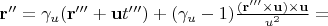 $\mathbf{r''} = \gamma_{u}(\mathbf{r'''} + \mathbf{u}t''') + (\gamma_u - 1) 
\frac{(\mathbf{r'''}\times\mathbf{u})\times\mathbf{u}}{u^2} = $