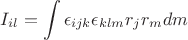 $$I_{il} =\int{\epsilon_{ijk} \epsilon_{klm} r_j r_m dm}$$
